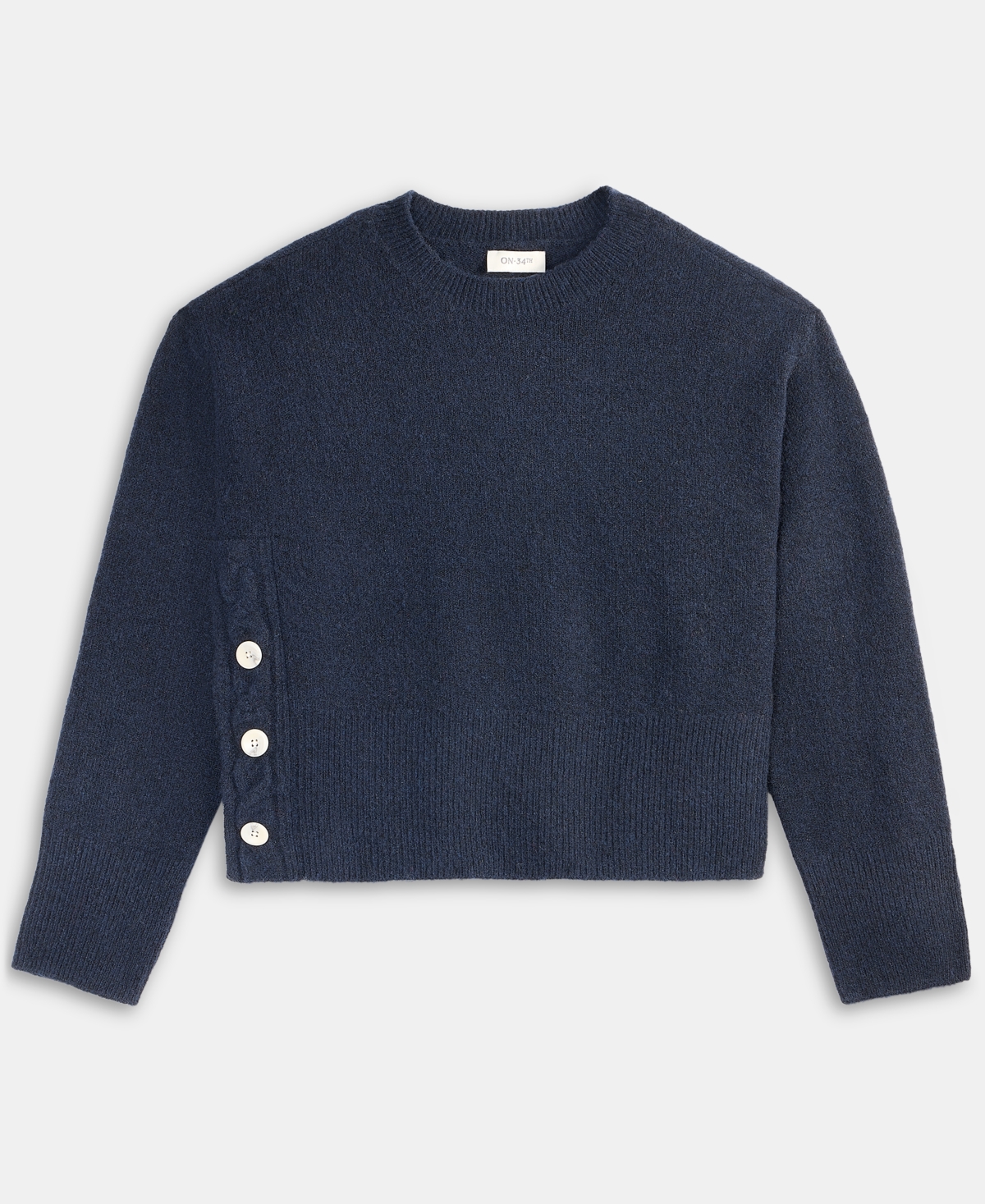 On 34th Women's Side-button Crewneck Sweater, Macy's Exclusive In Blue
