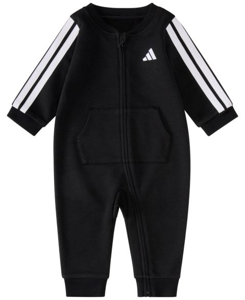 Детский комбинезон adidas из махры с круглым вырезом и длинным рукавом для малыша, цвет: Чёрный