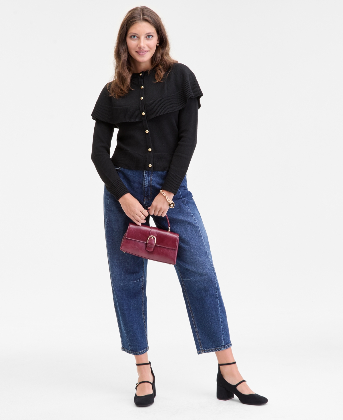 On 34th Trendy Plus Size Cape-overlay Cardigan, Macy's Exclusive In Black