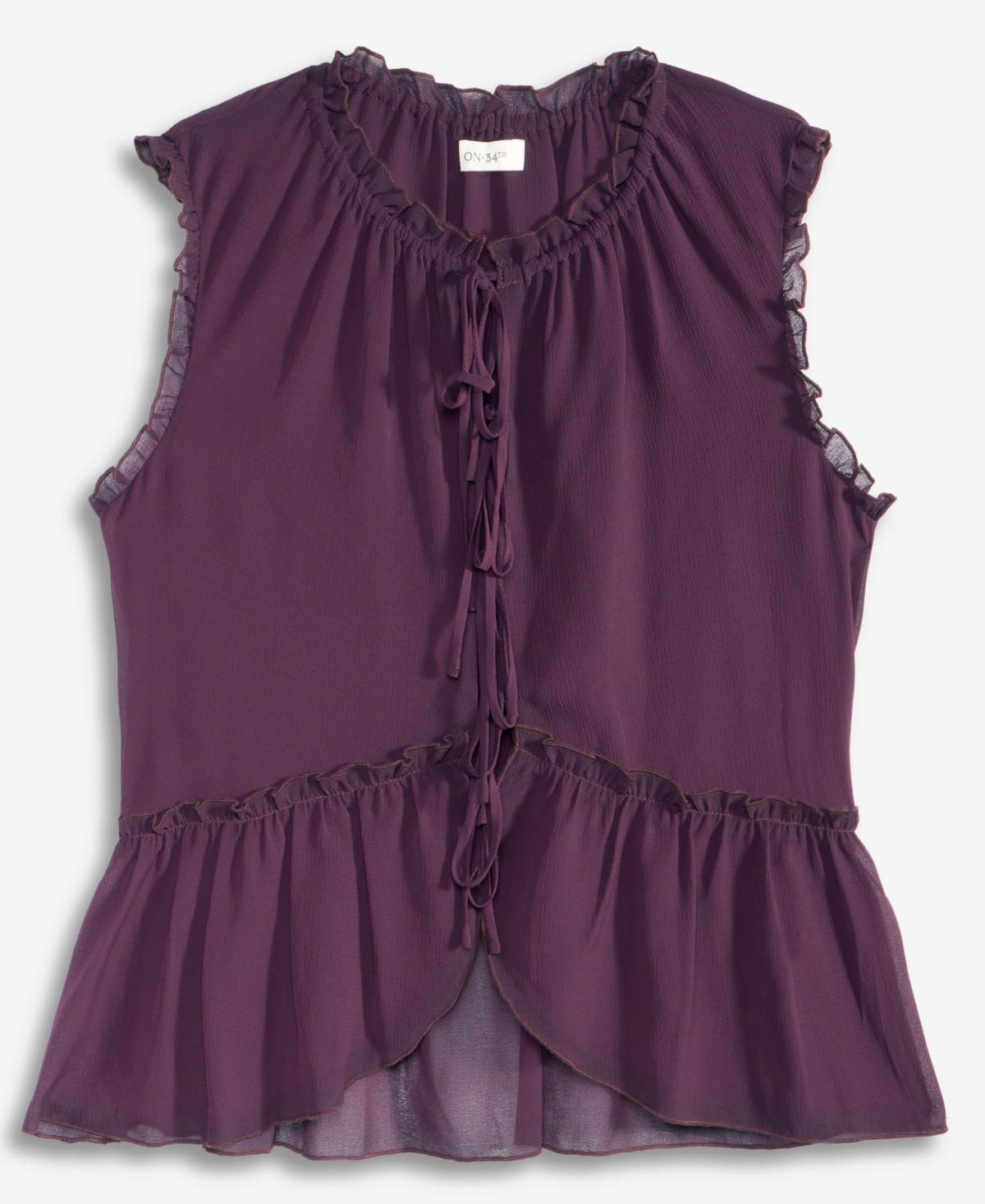 On 34th Women's Tie-front Peplum Tank, Macy's Exclusive In Burgundy