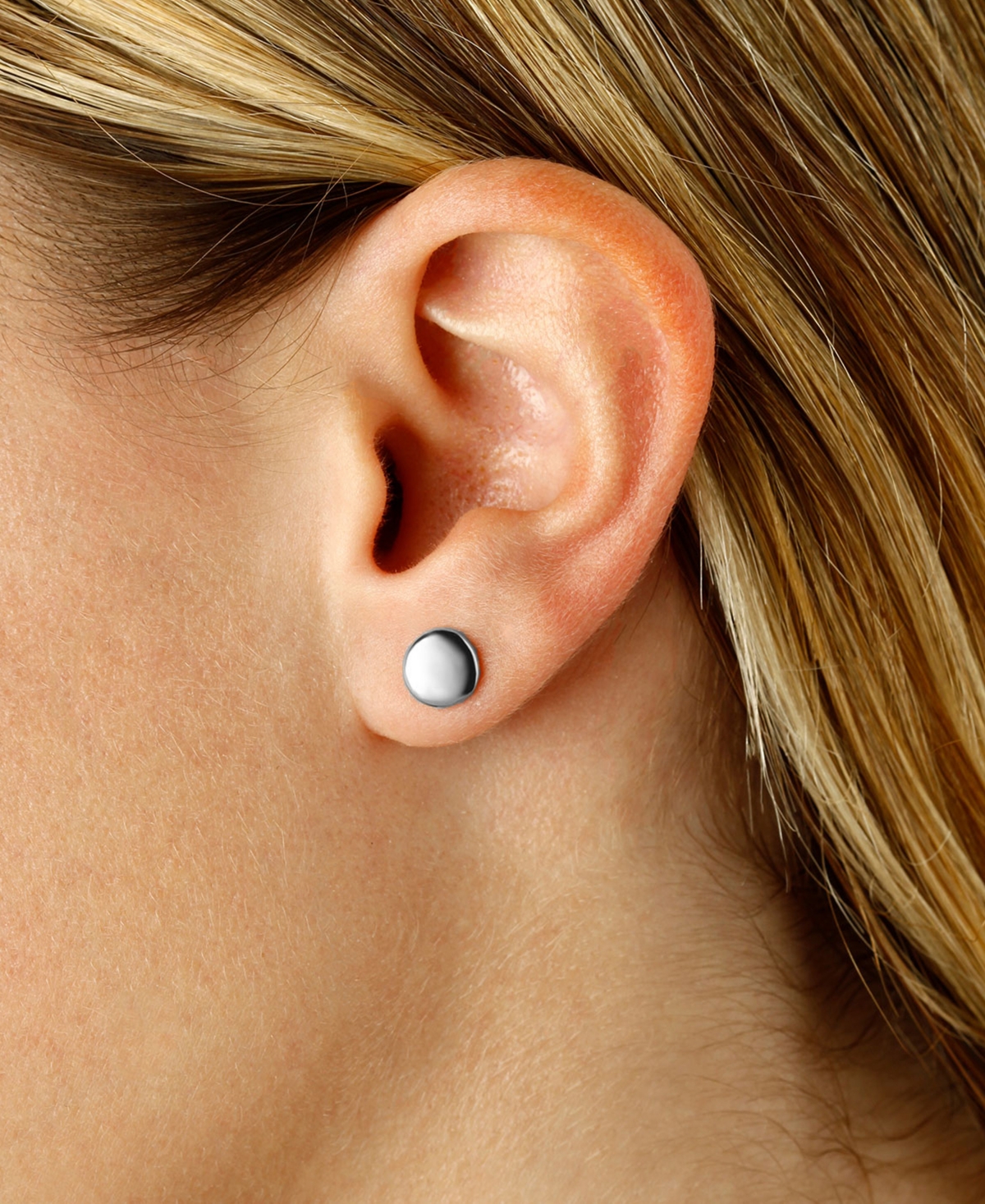 Flat Round Stud Earrings Set 14k Yellow Gold (8mm)