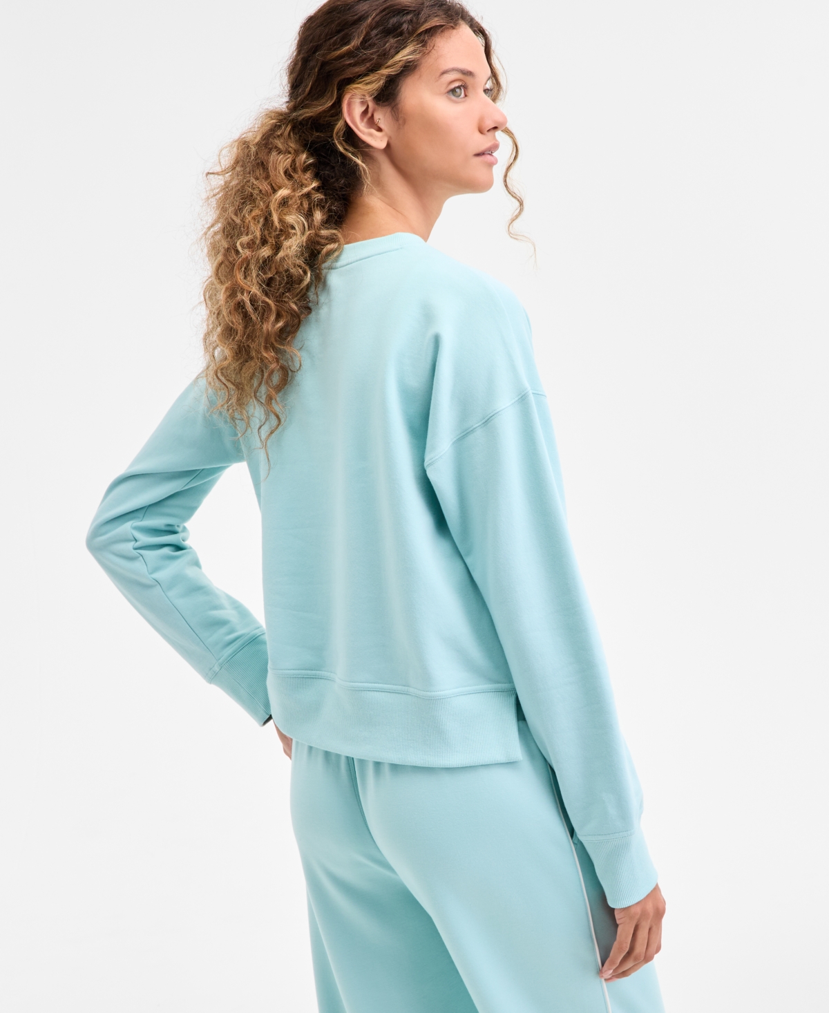 Id Ideology Women's Crewneck Vented-hem Sweatshirt, Macy's Exclusive In Blue