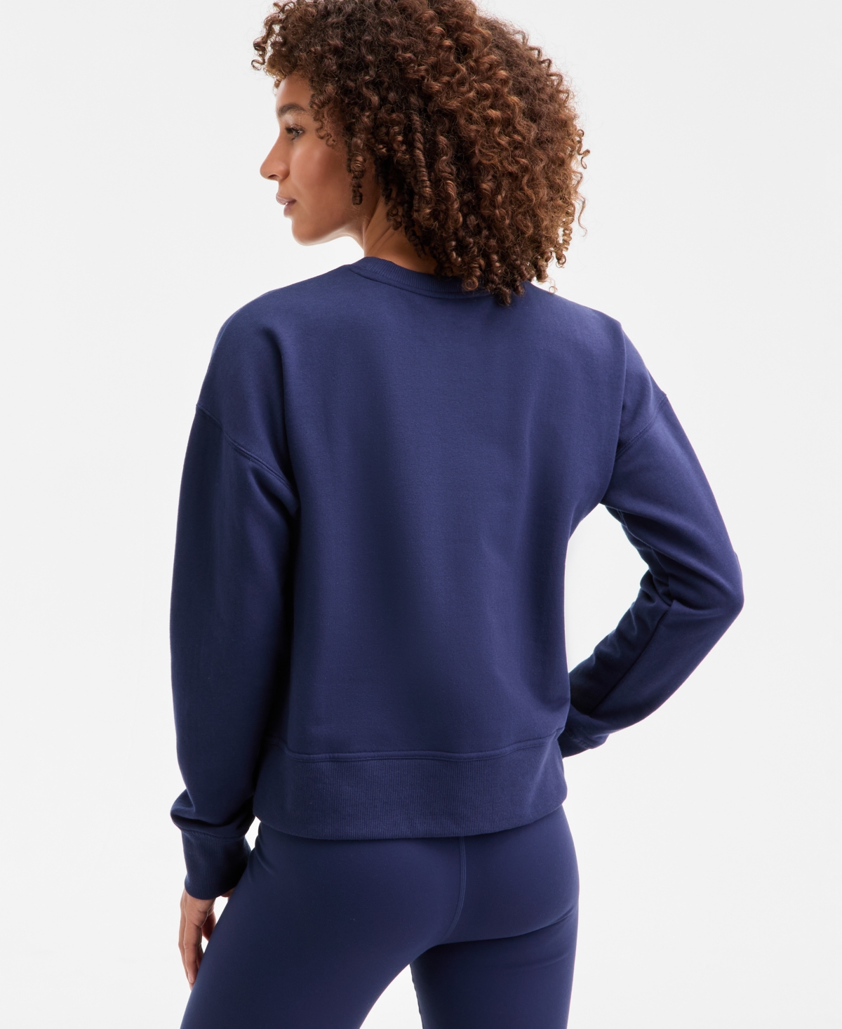 Id Ideology Women's Crewneck Vented-hem Sweatshirt, Macy's Exclusive In Blue