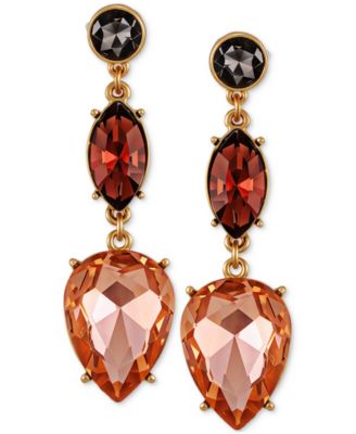 GUESS - Gold-Tone Ombr&eacute; Crystal Dangle Earrings