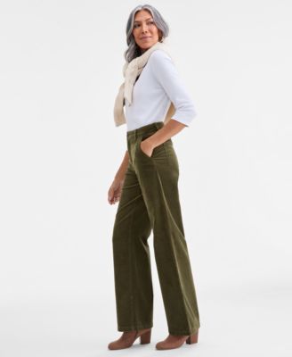 Style & Co - Petite Mid Rise Wide-Leg Corduroy Pants
