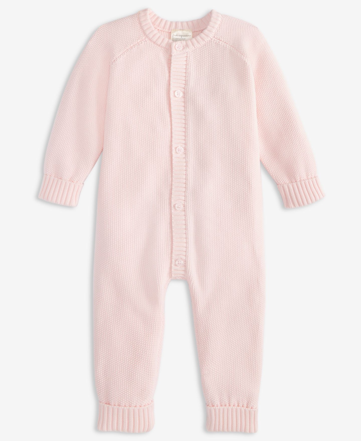 Комбинезон First Impressions Or Cotton Long-Sleeve Sweater Romper для малышей, цвет: Розовый — фото 1