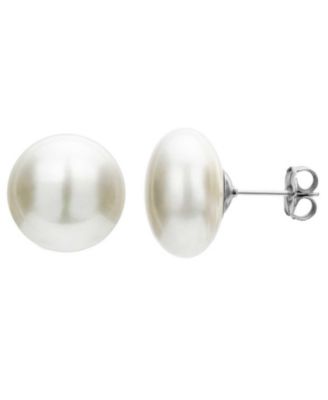 Women's  White Gold Plated Sterling Silver Faux Pearl Studs