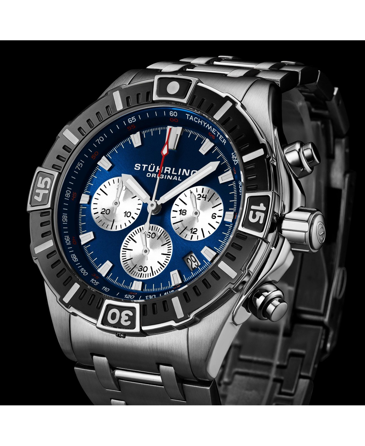 Мужские наручные часы Stuhrling 1022 хронограф на стальном браслете — фото 6