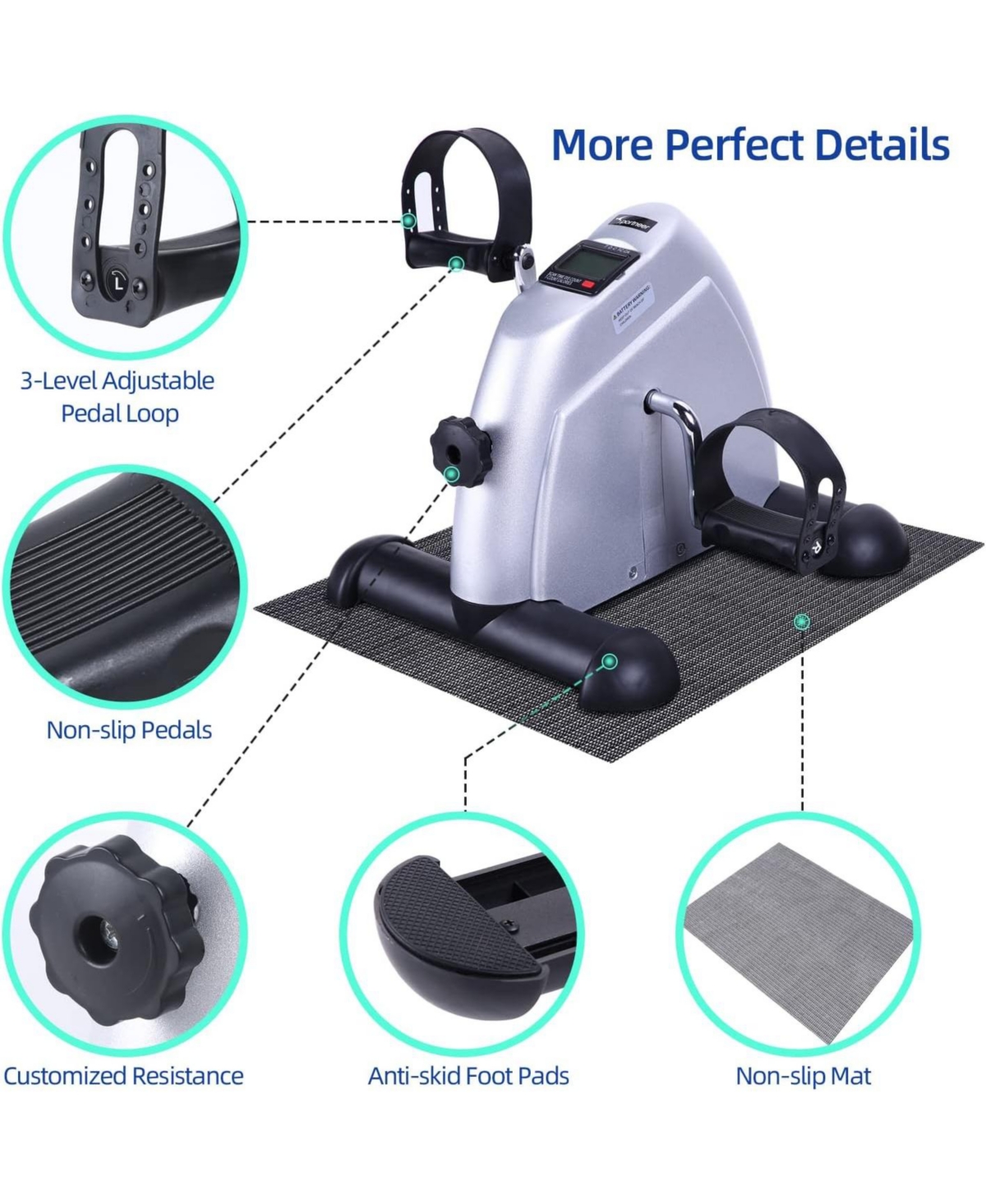 Sportneer Under Desk Bike Pedal Exerciser, Mini Exercise Bike Portable Peddler Sitting for Seniors with Lcd Display