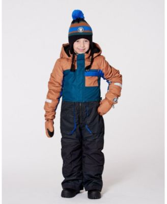 Boy One-Piece Play Snowsuit with Print and Color blocking