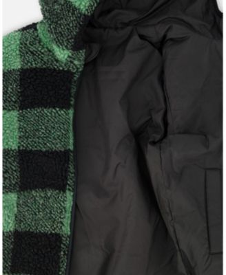 Kids Unisex Reversible Mid-Season Sherpa Jacket Teal Plaid