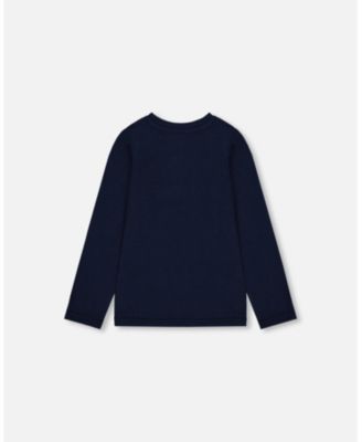 Girl Cotton T-Shirt Dark Blue with Cat - Toddler|Child