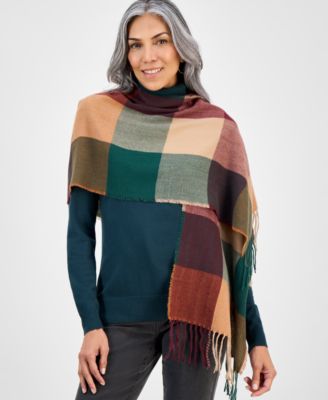 Women's Chevron Weave Buffalo Plaid Scarf, Macy's Exclusive 
