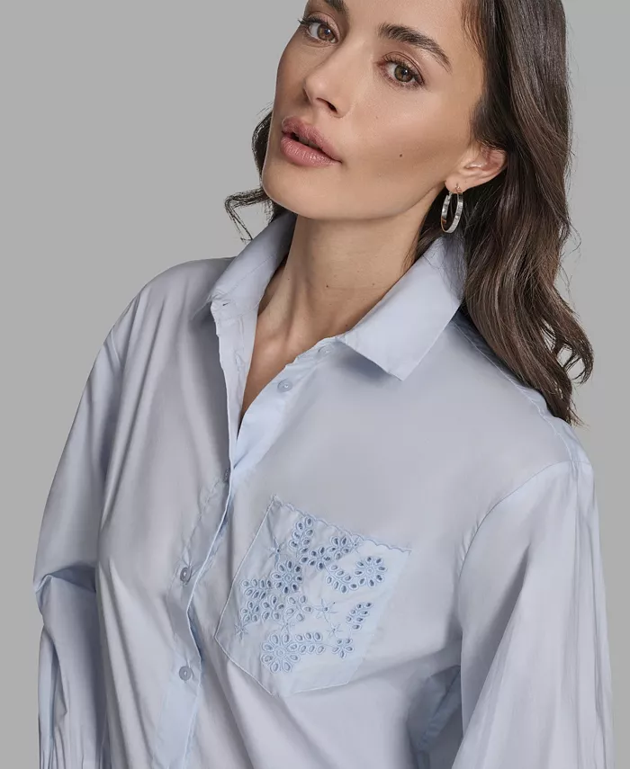 Women's Long Sleeve Button-Up Embroidered Top - thumbnail 2