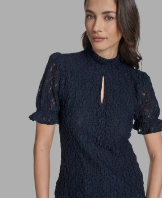 Women's Short Sleeve Lace Ruffle Top