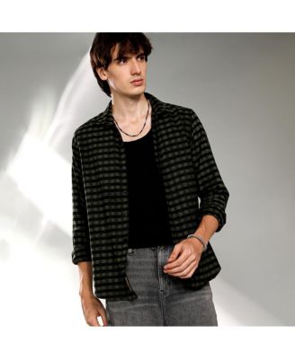 Men's Seaweed Green & Charcoal Black Gingham Shirt