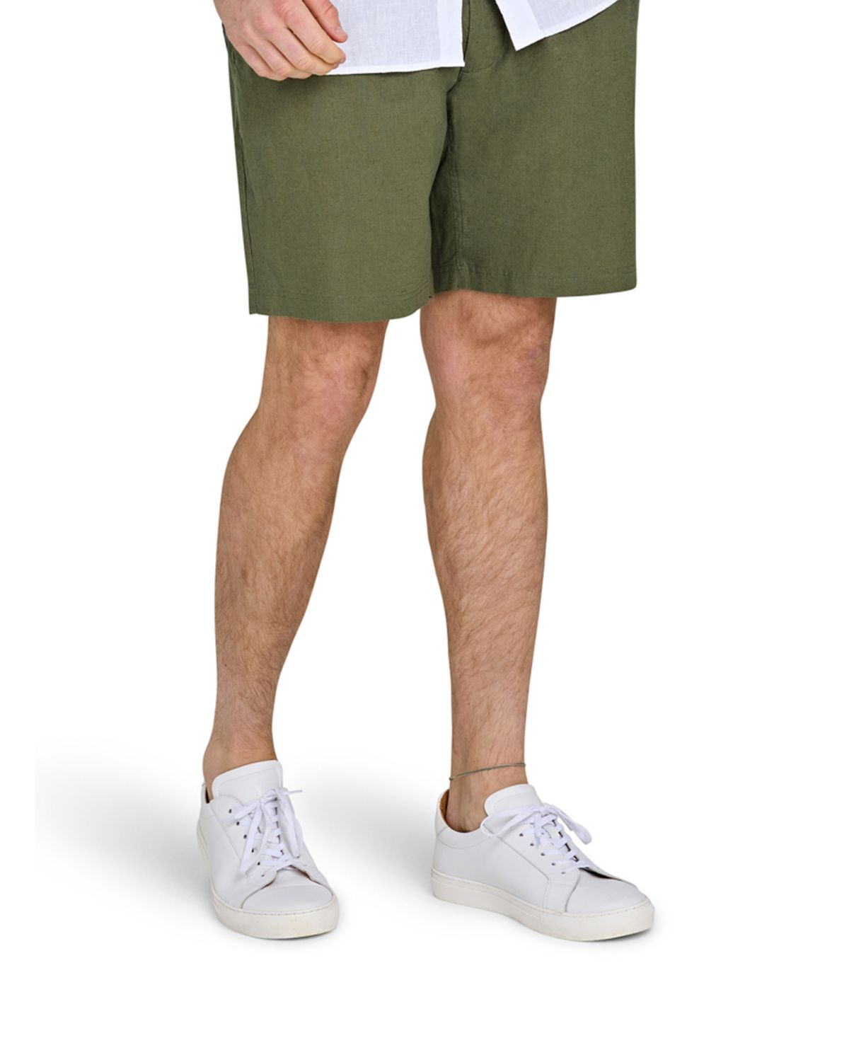 Мужская льняная короткая рубашка с эластичной талией