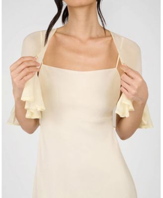 Ruffle Shawl Collar Maxi Dress