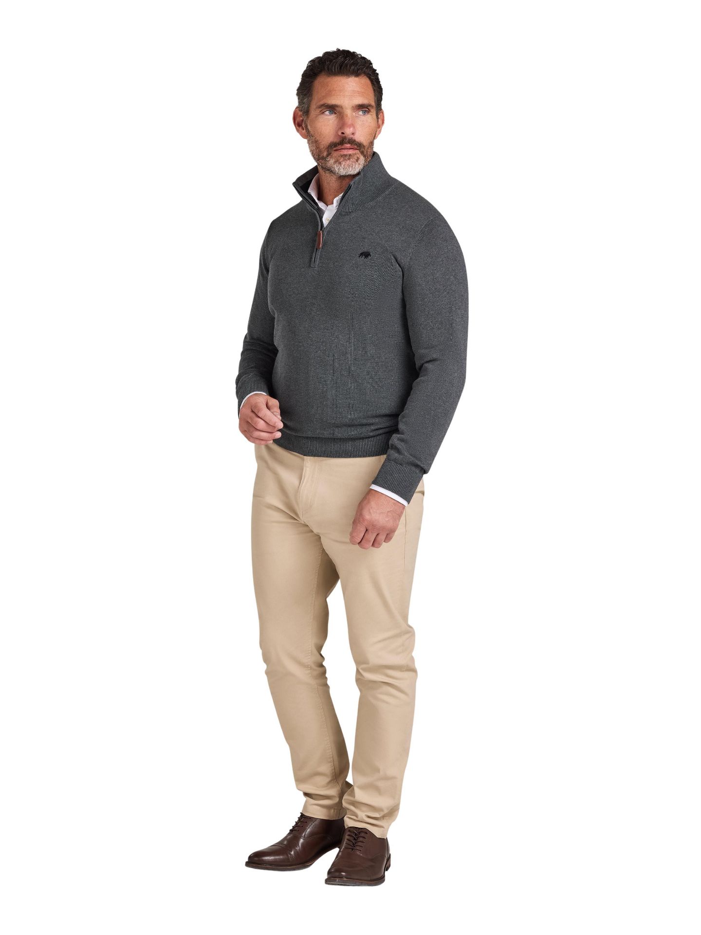 Мужской свитер Raging Bull Quarter Zip Cashmere Blend, цвет: Угольный — фото 3
