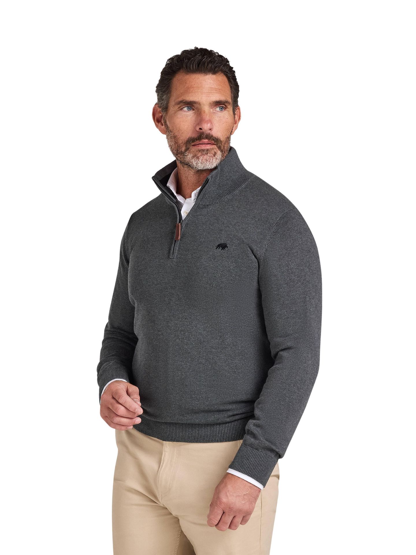 Мужской свитер Raging Bull Quarter Zip Cashmere Blend, цвет: Угольный — фото 7