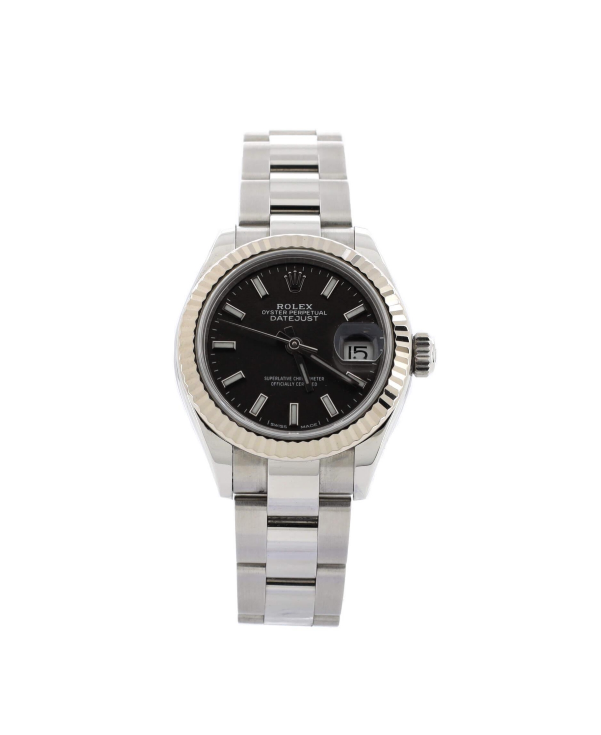 Oyster Perpetual Datejust Dark Grey Automatic Watch in Stainless Steel and White Gold 28mm - Dial color: grey