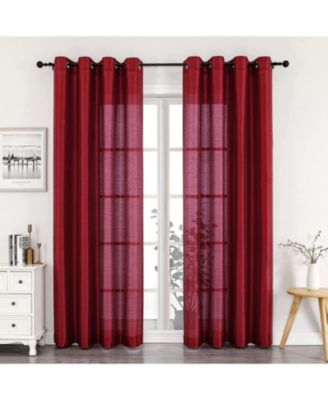 2 Piece Sheer Voile Faux Silk Spring & Summer Grommet Top Curtain Panels