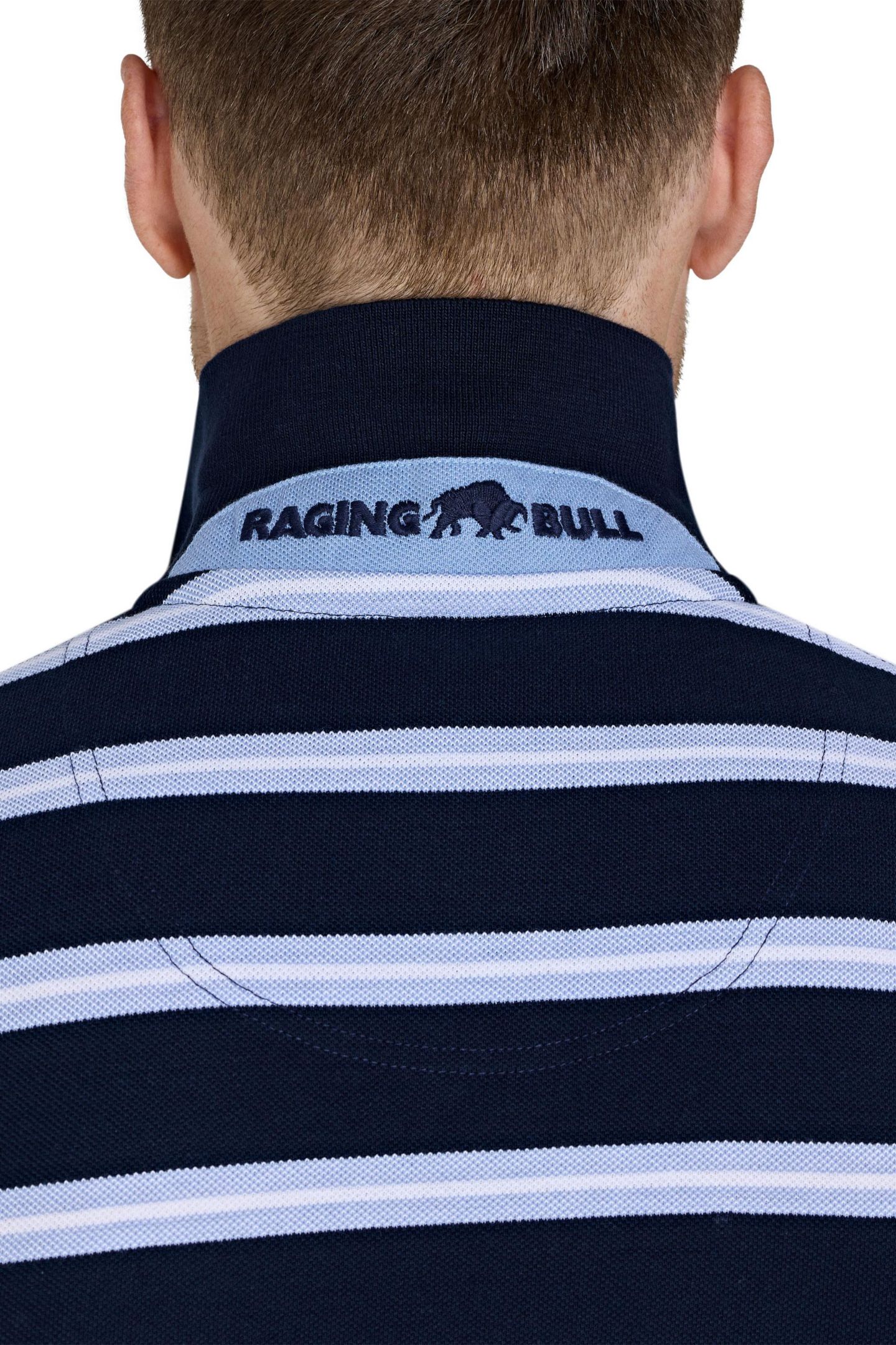 Мужское поло Raging Bull Triple Stripe Birdseye Polo, цвет: Тёмно-синий — фото 6