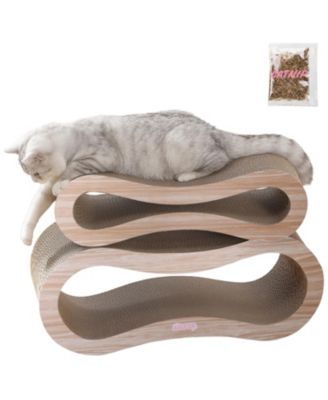Suvi 26" Modern Cardboard Infinity 2-in-1 Lounge Bed Cat Scratcher with Catnip