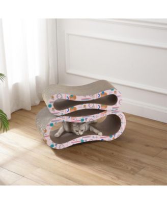 Suvi 26" Modern Cardboard Infinity 2-in-1 Lounge Bed Cat Scratcher with Catnip