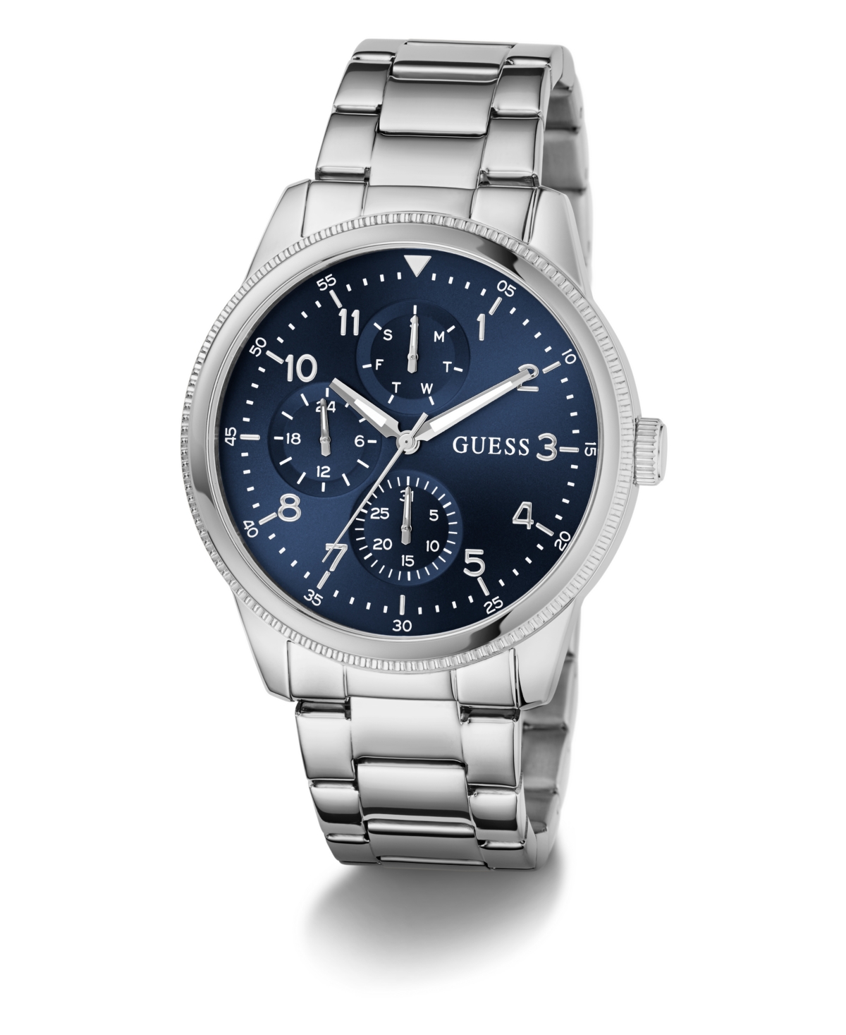 Guess Men's Silver Tone Multi-function Watch, 44mm In Silver