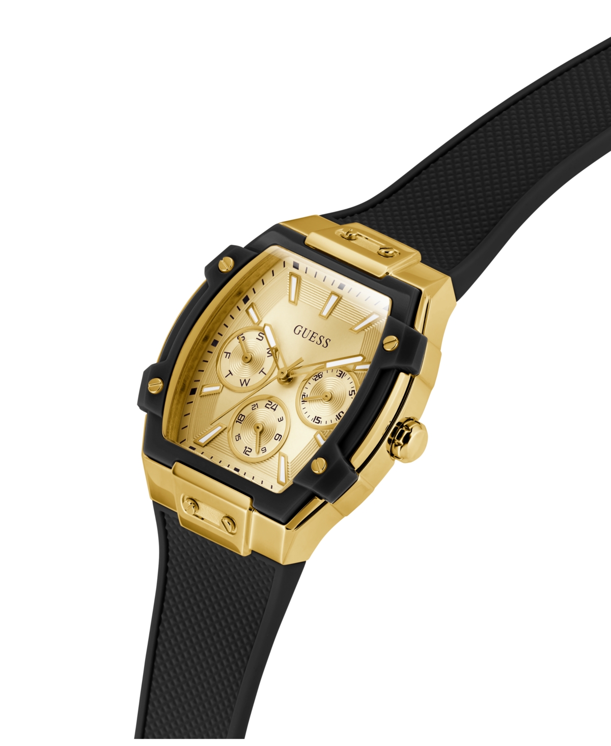 Guess Women's Black Gold Tone Multi-function Watch, 35mm In Gold