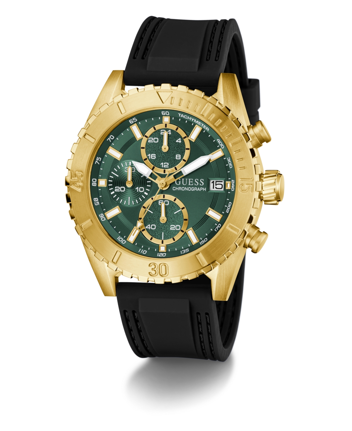 Guess Men's Black Gold Tone Chronograph Watch, 45mm In Gold