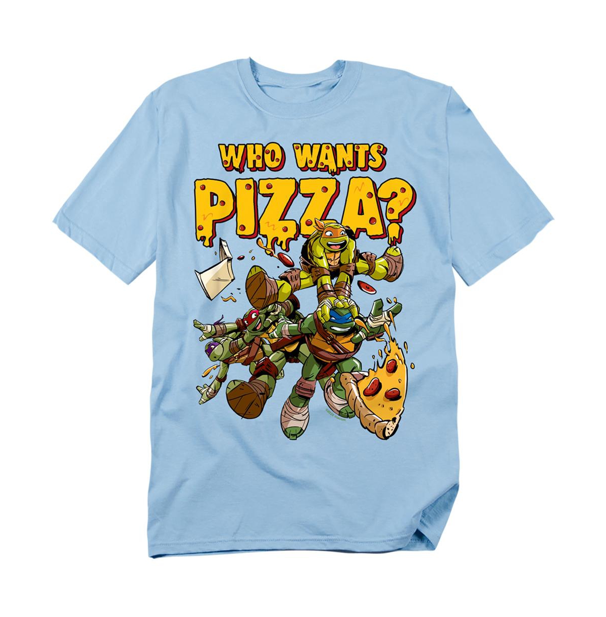 Men's Teenage Mutant Ninja Turtles Who Wants Pizza T-Shirt - Light blue