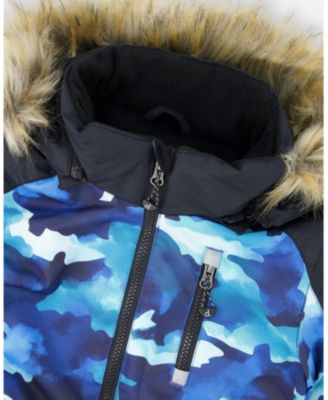 Boy One-Piece Play Snowsuit Teal Blue Camouflage - Child