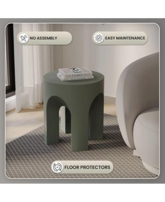 Crus Collection Fiberglass Outdoor Side Table in Grey