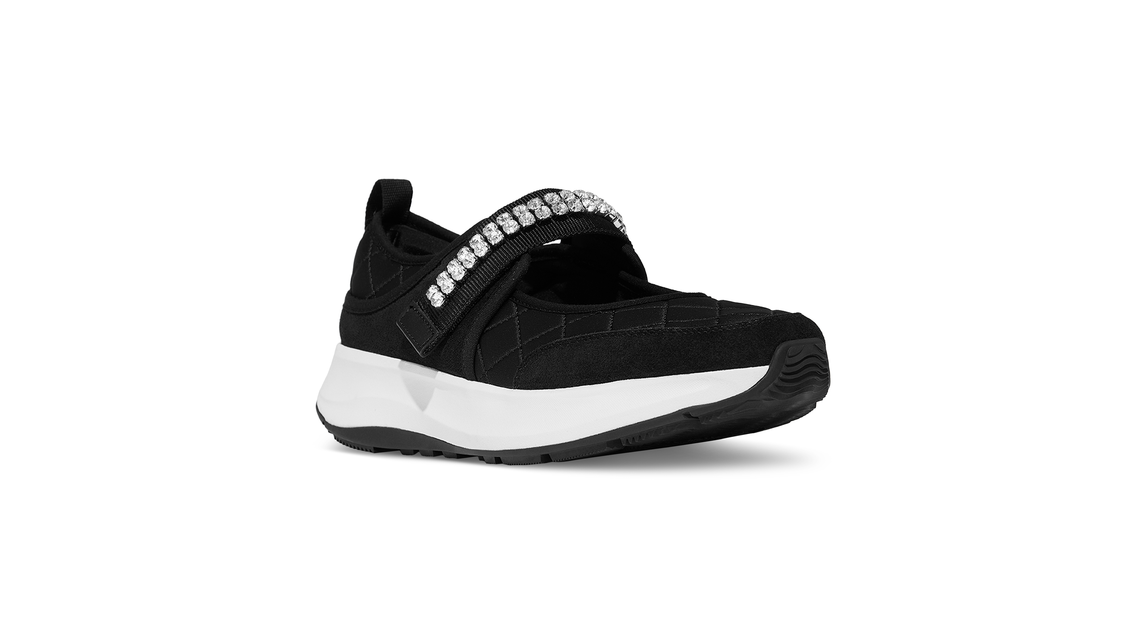FitFlop Women's F-Mode Flow Crystal-Strap Quilted Mary Jane Flats
