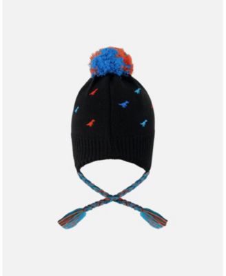 Boy Lined Winter Peruvian Knit Hat with Pompom Black - Toddler|Child
