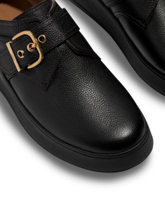 Women's F-Mode Stitch Tumbled-Leather Monk Shoes