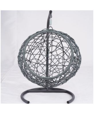 Cat Swing Bed with Stand & Cushion, Cat Egg Chair with Rattan Wicker Appearance, Indoor Hanging Swinging Cat Bed for Cats, Small Dogs, and Small Animals, Green