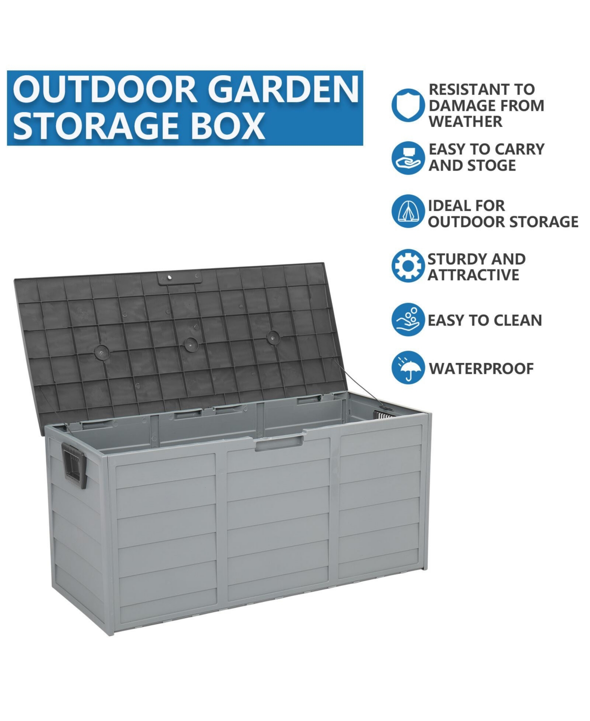 Yescom 75Gal 260L Deck Storage Box for Tools Cushions Toys Seat Lockable