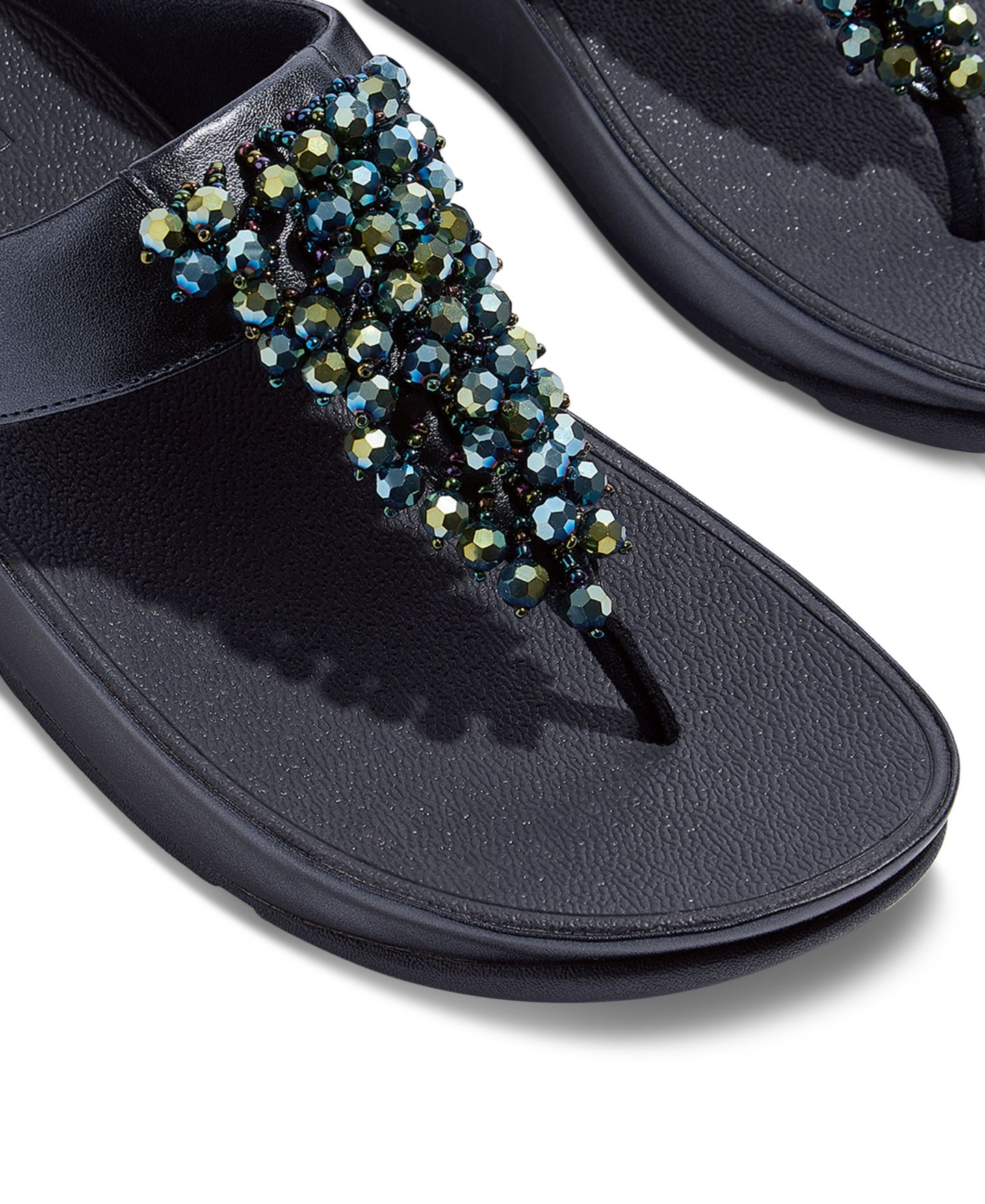 Женские сандалии FitFlop Rumba Iridescent Beaded Toe-Post, цвет: Тёмно-синий — фото 5