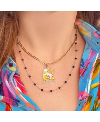 Multicolored Enamel Unicorn Charm 14K Gold