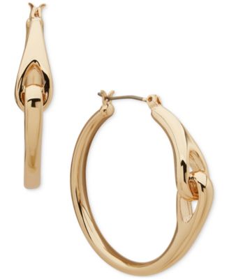Anne Klein - Gold-Tone Rounded Teardrop Linked Medium Hoop Earrings, 1.4"