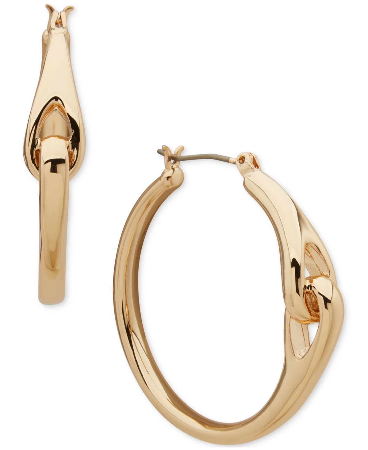 Anne Klein Gold-tone Rounded Teardrop Linked Medium Hoop Earrings, 1.4"