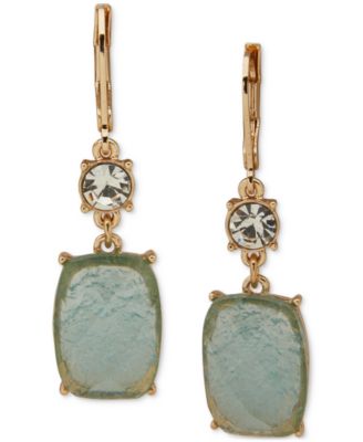 Anne Klein - Gold-Tone Aqua Stone Drop Earrings
