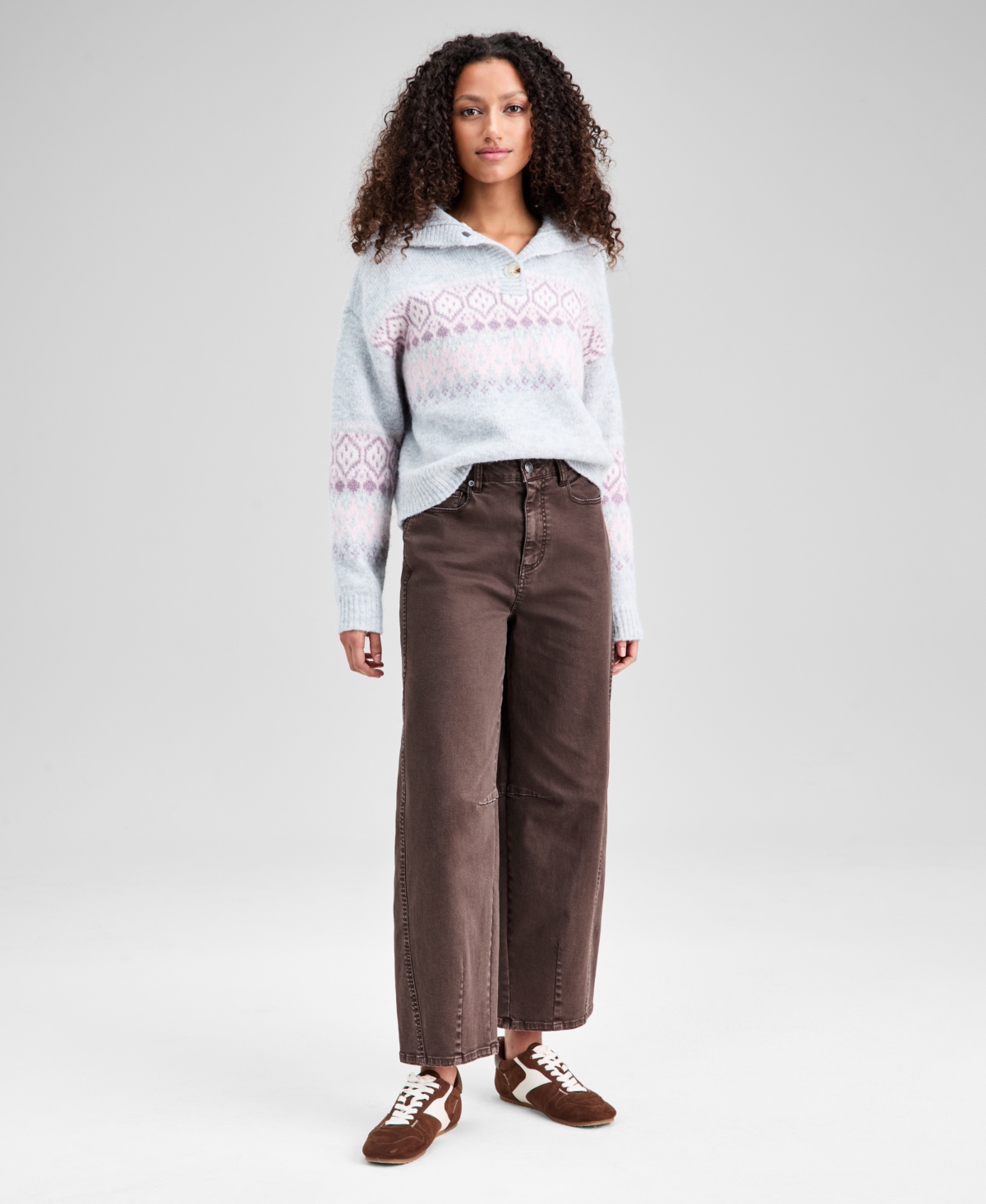 And Now This Women's High-rise Washed Barrel-leg Jeans, Exclusively At Macy's In Brown