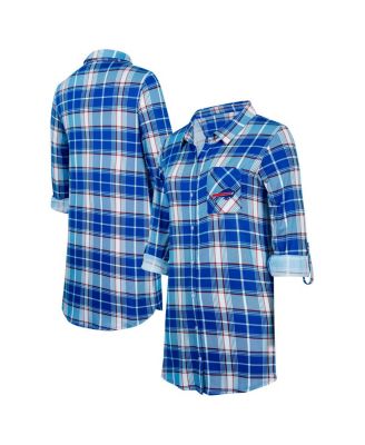 Concepts Sport - Women's Royal Buffalo Bills Ashford Plaid Knit Nightshirt