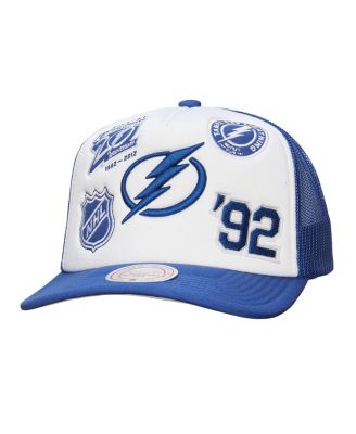 Mitchell & Ness - Men's White/Blue Tampa Bay Lightning Gridlock Trucker Adjustable Hat