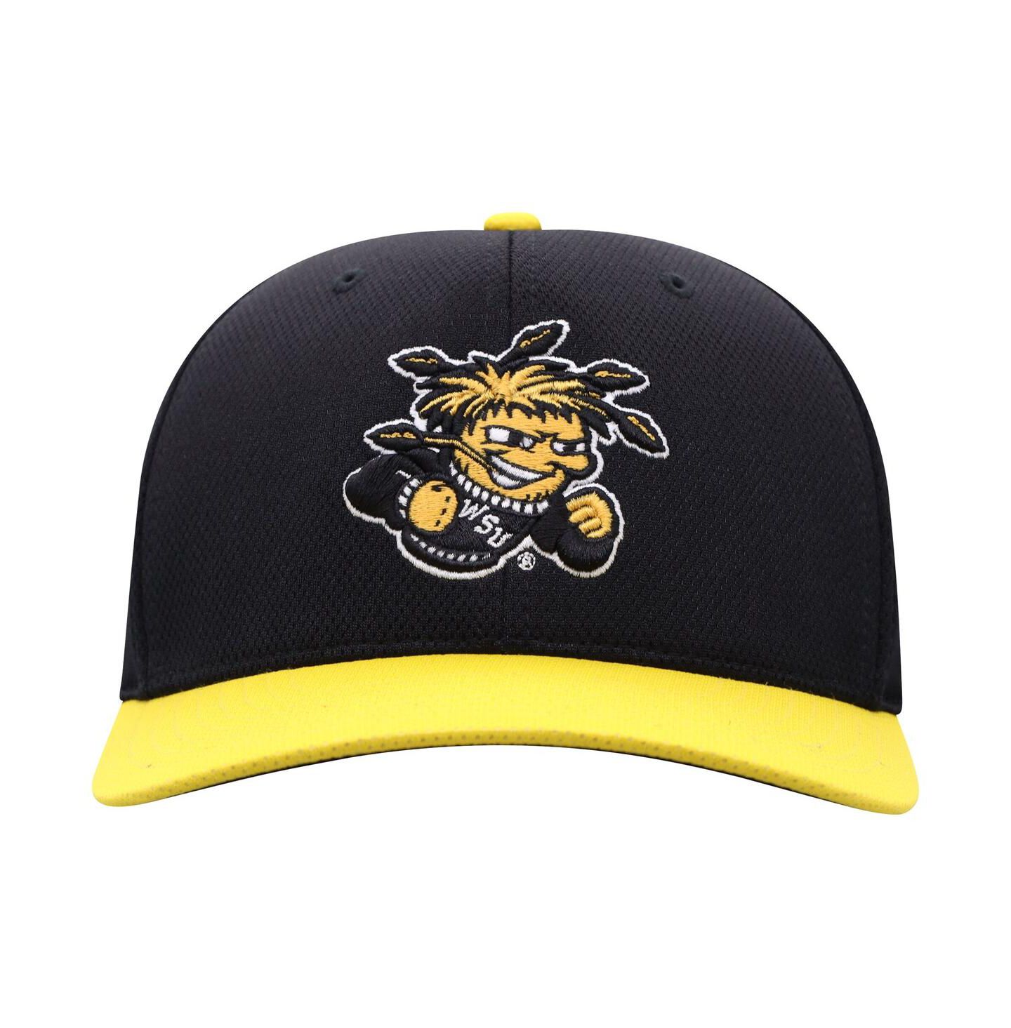 Мужская кепка Top of the World Black/Yellow Wichita State Shockers Reflex Two-Tone Flex Hat — фото 1