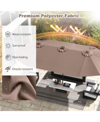15.5 FT Double-sided Patio Umbrella w/ Solar Lights Outdoor Twin Size Umbrella